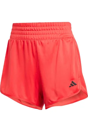 adidas Pantalones cortos rojo rubí puro básicos de talle alto de punto Pacer Essentials de