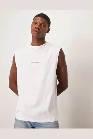 Calvin Klein Camiseta blanca sin mangas con logo de monograma de -Blanco