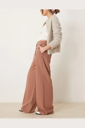 ASOS Pantalones de sastre color de pernera recta holgada de -Marrón