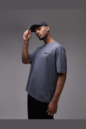 AllSaints Camiseta azul extragrande con logo bordado Redact de