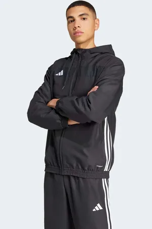 adidas Sudadera negra y blanca básica con capucha de tejido liso Tiro 25 Essentials de -Negro