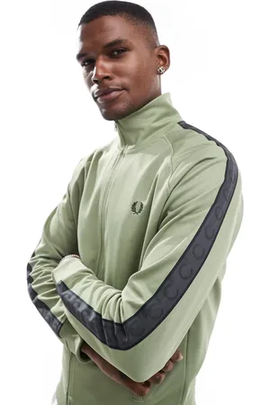 Fred Perry Chaqueta de chándal verde con cinta en contraste de
