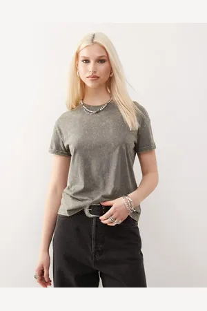 Noisy May Camiseta gris lavado de corte cuadrado de