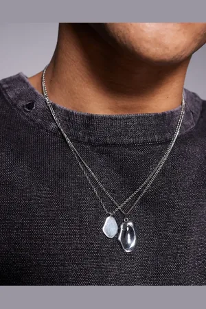 ASOS Pack de 2 collares plateados con colgantes efecto fundido de