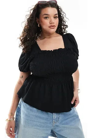 New Look Top de manga corta con cuerpo fruncido de New Look Curve