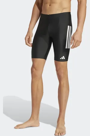 adidas Shorts de baño negros y blancos de 8" entallados con detalle de 3 rayas de