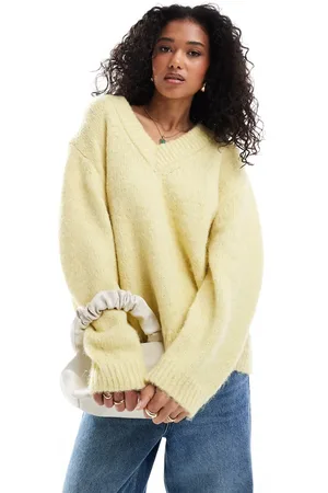 ASOS Jersey amarillo extragrande con cuello de pico de -Verde