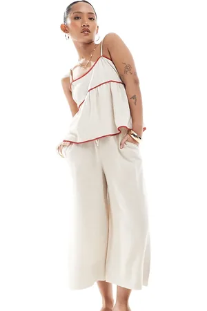 New Look Pantalones capri color de lino de -Neutro
