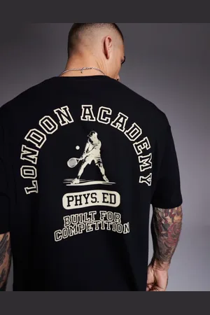 ASOS Camiseta negra extragrande con estampado gráfico deportivo de