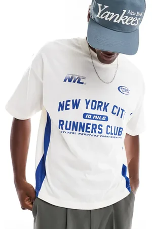 ASOS Camiseta color crema de corte cuadrado extragrande con estampado gráfico deportivo y detalles de paneles de -Blanco