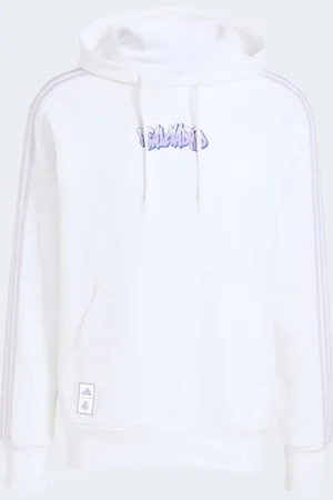adidas Sudadera blanca con capucha y diseño del Real Madrid de