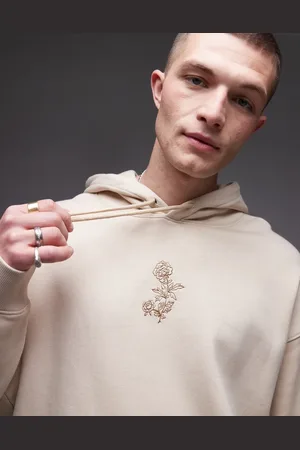 Topman Sudadera color extragrande con capucha y bordado floral de -Neutro