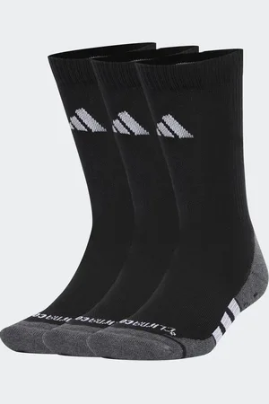 adidas Pack de 3 pares de calcetines de color negro, gris oscuro jaspeado y blanco acolchados de caña alta Grip Climacool Cushioned de
