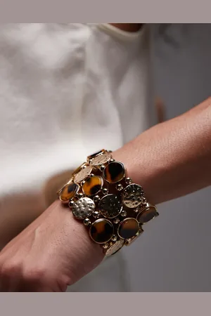 Topshop Pack de 3 pulseras marrones efecto carey Bella de
