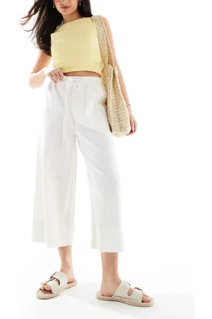 New Look Pantalones capri blancos de lino de