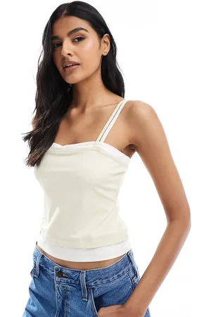 ASOS Top color amarillo pastel de tirantes con doble capa de