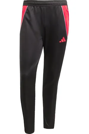 adidas Pantalones de entrenamiento negros y rojo rubí de corte slim Tiro 24 de