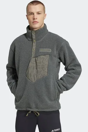 adidas Sudadera verde hiedra sin cierres de felpa mullida Terrex Xploric High Pile Fleece de -Negro