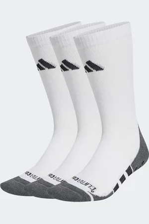 adidas Pack de 3 pares de calcetines de color blanco y gris oscuro jaspeado acolchados de caña alta Grip Climacool Cushioned de
