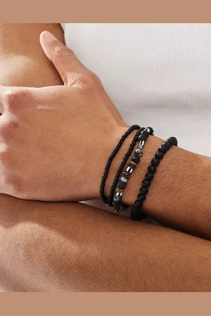 ASOS Pack de 4 pulseras negras de cuentas de