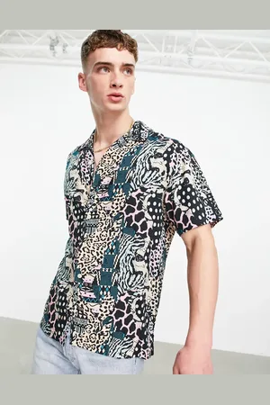 JACK & JONES Camisa multicolor con estampado animal de manga corta de