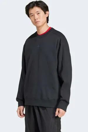 adidas Sudadera negra básica con cuello redondo Premium Essentials de