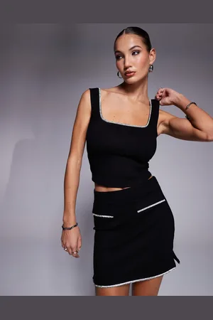 ASOS Top de tirantes de punto roma con ribete de strass de (parte de un conjunto)