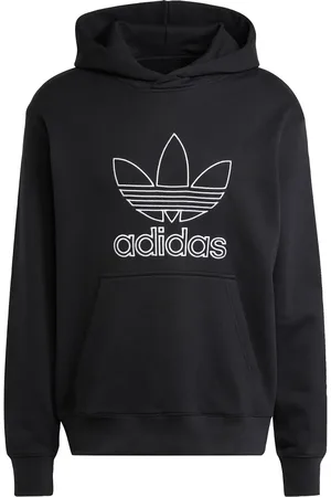 adidas Sudadera negra con capucha y trébol delineado Adicolor de