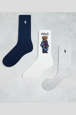 Ralph Lauren Pack de 3 pares de calcetines de color gris, y azul marino con logo de icono y oso de -Multicolor