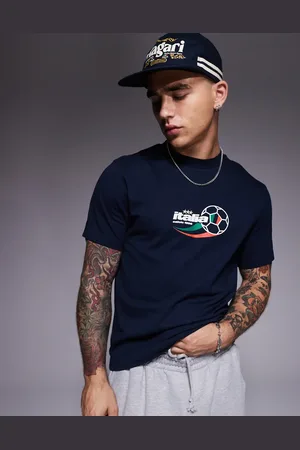 ASOS Camiseta azul marino de corte cuadrado con estampado gráfico deportivo "Italia" de