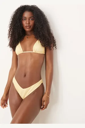 ASOS Braguitas de bikini amarillo mantequilla con cinturilla de pico de