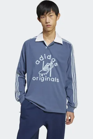 adidas Polo azul de estilo rugby de