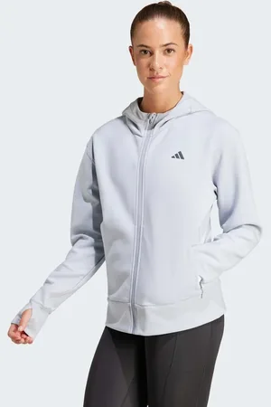 adidas Sudadera plateado claro con cremallera y capucha Designed for Training de