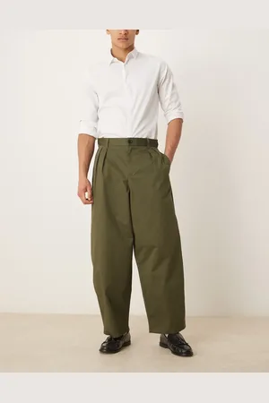ASOS Pantalones caquis de corte tapered extragrande con pinzas de -Verde