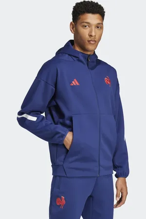 adidas Chaqueta de chándal de viaje con capucha, cremallera y diseño de la selección de Francia Z.N.E de