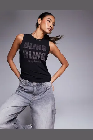 Juicy Couture Top sin mangas con estampado "Bling Bling" de strass de