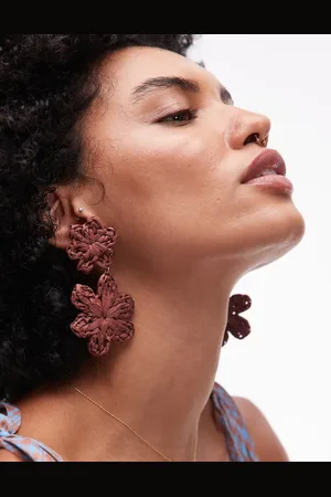 MANGO Pendientes con diseño colgante de flores de