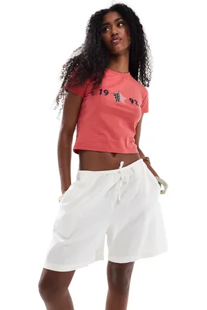 JJXX Pantalones cortos blancos de mezcla de lino de