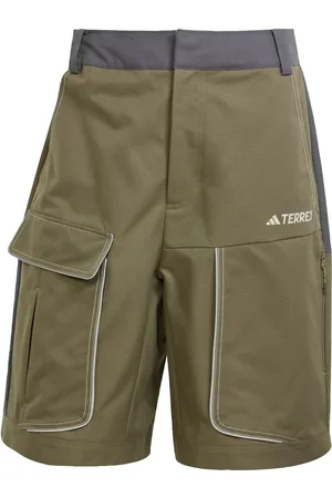 adidas Pantalones cortos verde oliva tierra y gris seis con varios bolsillos Xploric de