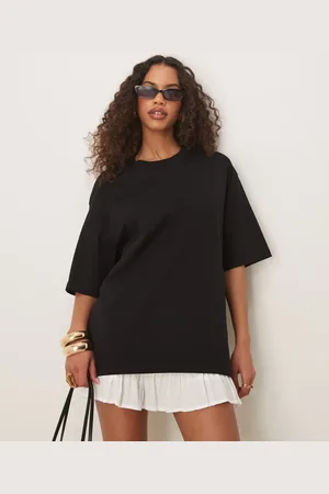 Gina Tricot Camiseta negra extragrande de manga corta de