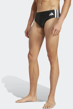 adidas Slips de baño negros y blancos con 3 rayas de