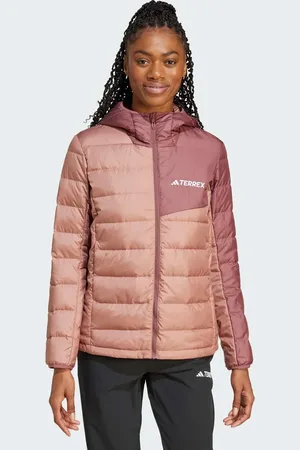 adidas Chaqueta color arcilla cálido y burdeos ligera con capucha de plumón Terrex Multi Light Down de -Naranja