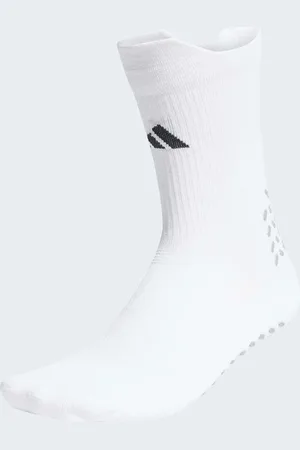 adidas Calcetines deportivos blancos y negros acolchados para fútbol con estampado antideslizante de