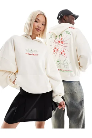 ASOS Sudadera blanco hueso unisex ultragrande con capucha y estampado de alienígenas de Toy Story de Disney Pixar de -Beis neutro