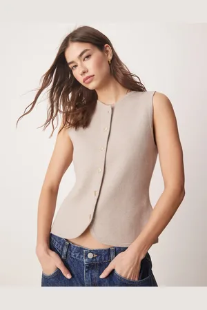 Abercrombie & Fitch Chaleco abotonado con cuello subido de punto de