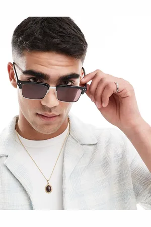 ASOS Gafas de sol negras y plateadas de estilo retro con lentes burdeos de
