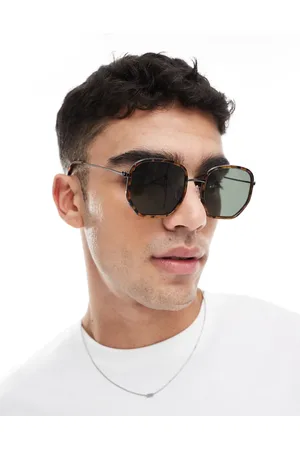 ASOS Gafas de sol efecto carey cuadradas angulosas con lentes verdes de