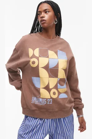 Topshop Sudadera chocolate con estampado gráfico "Bauhaus" de