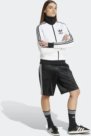 adidas Pantalones cortos negros y blancos de corte alargado Adicolor Firebird de