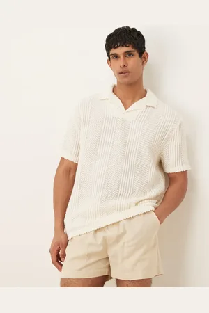 ASOS Polo color holgado con cuello de solapas de tejido texturizado de -Blanco